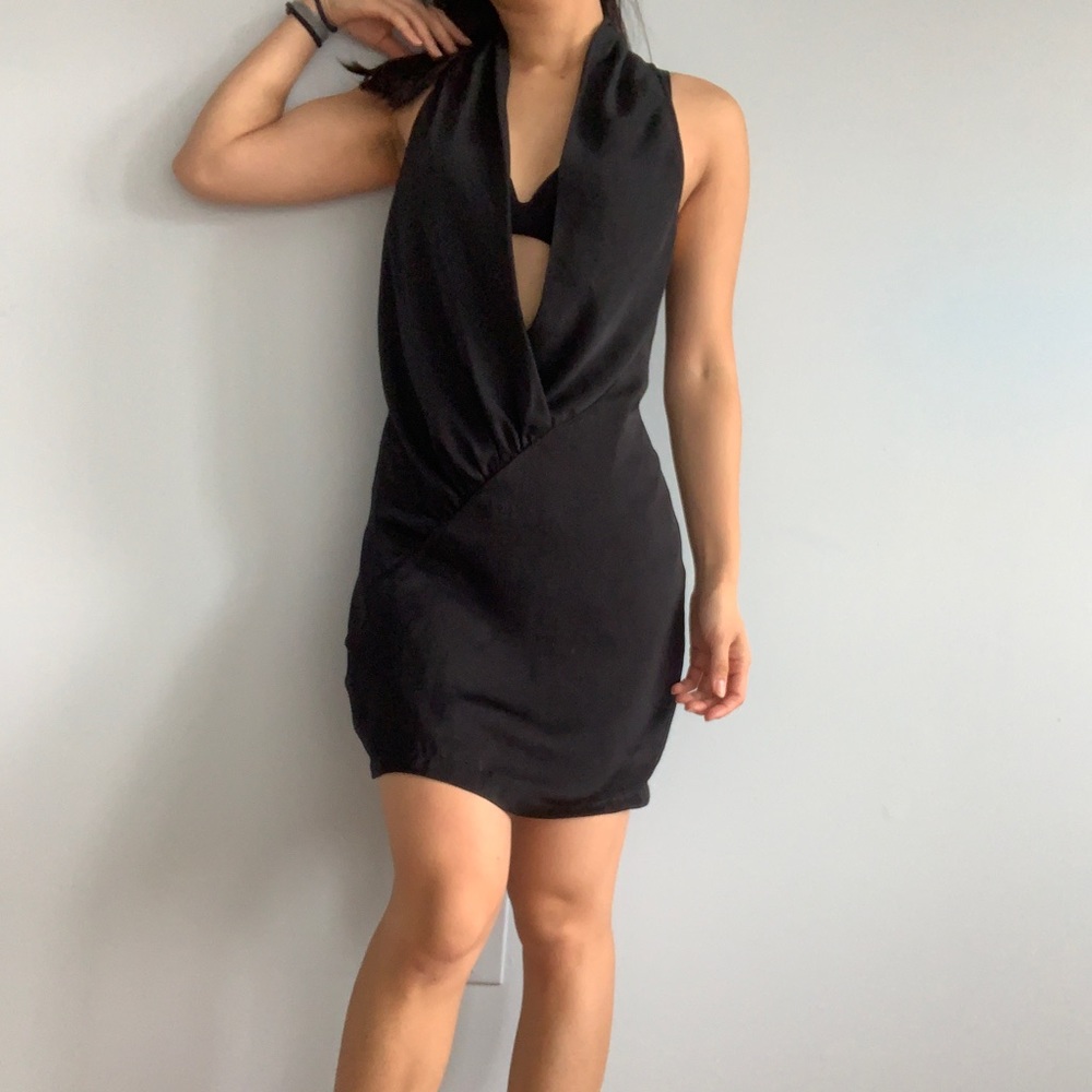 Black deep V dress
